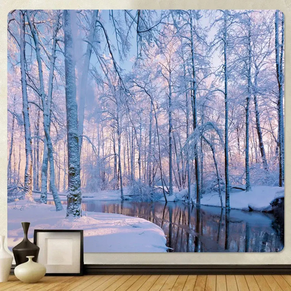 Snow Forest Wall Tapestry 300cm Polyester