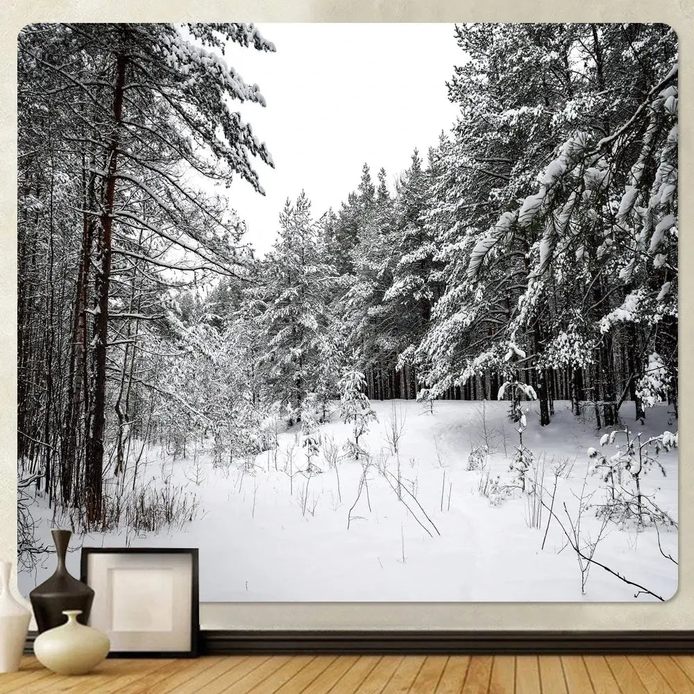 Snow Forest Wall Tapestry 300cm Polyester