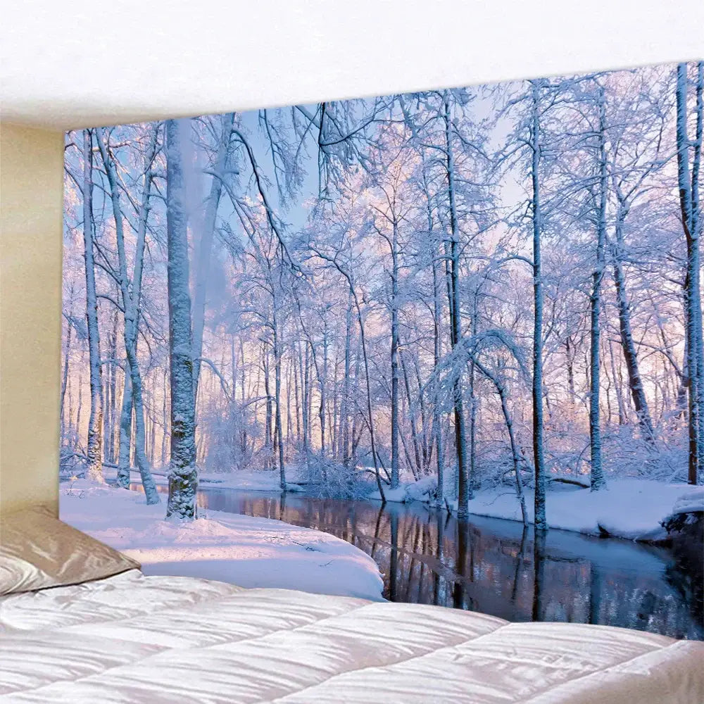 Snow Forest Wall Tapestry 300cm Polyester