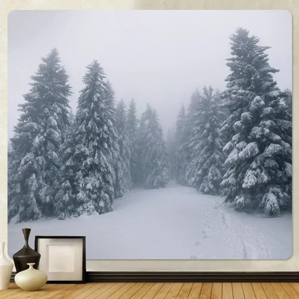 Snow Forest Wall Tapestry 300cm Polyester