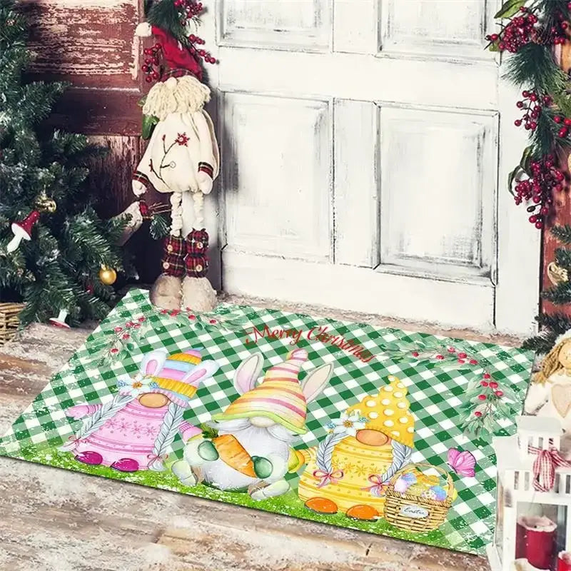 Gnomes Checkered Floor Mat