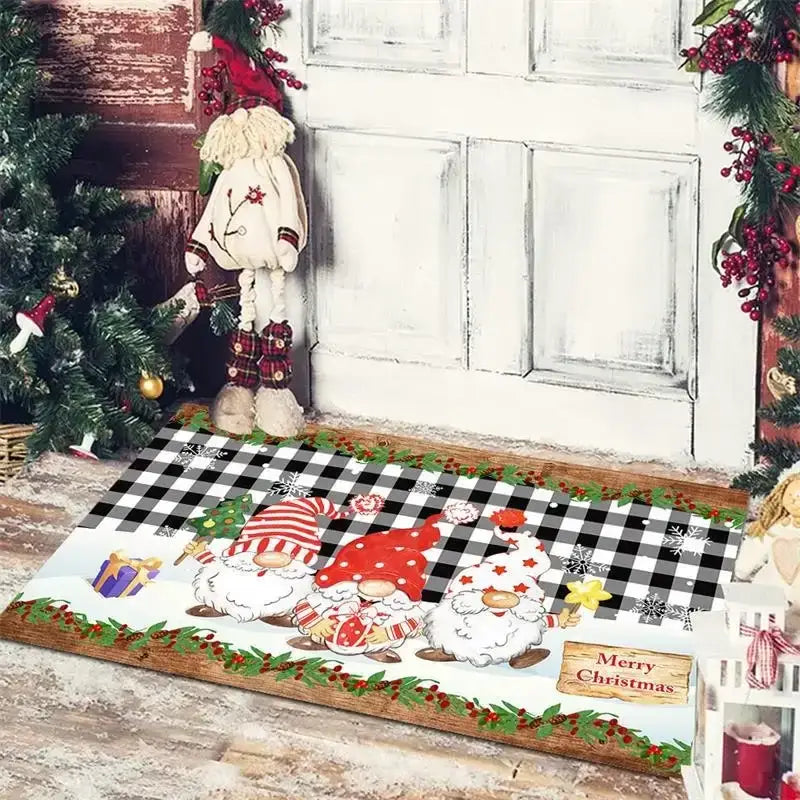 Gnomes Checkered Floor Mat