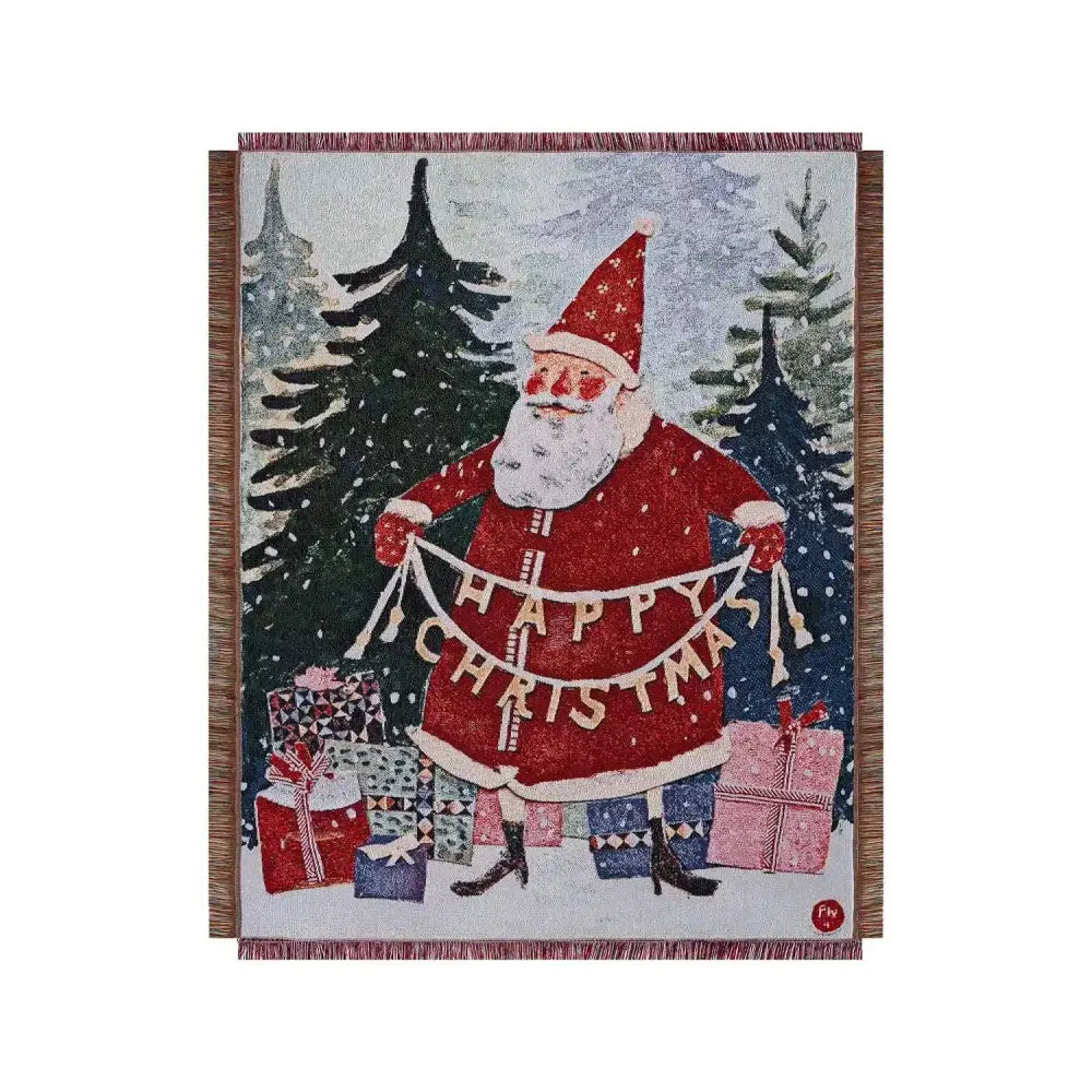 Beige Woven Christmas Throw