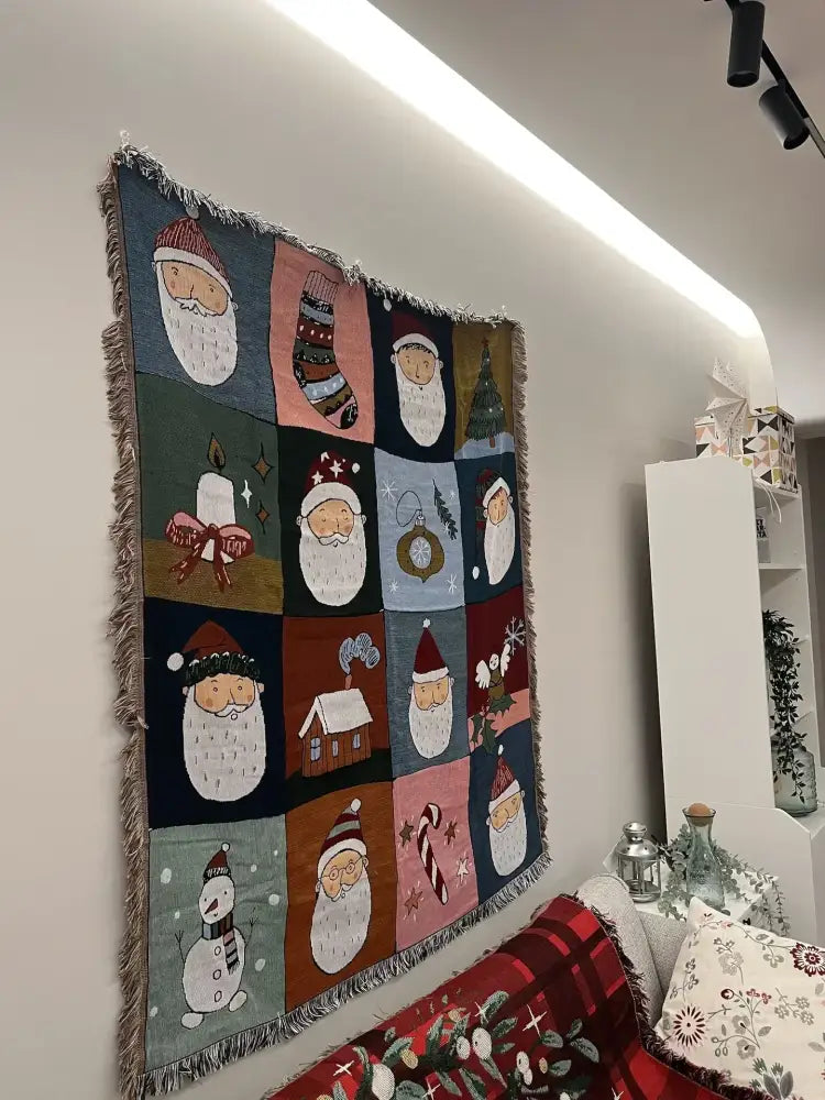 Beige Woven Christmas Throw