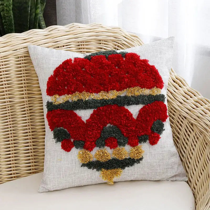 Gold Green Red Holiday Pillow