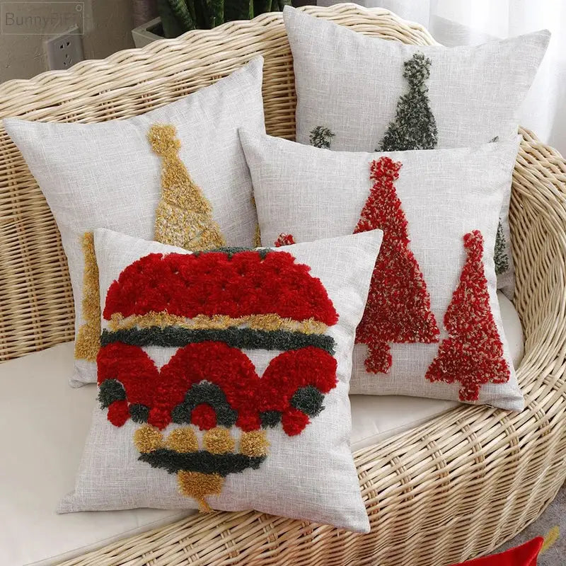 Gold Green Red Holiday Pillow