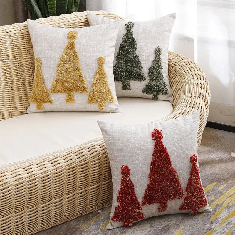 Gold Green Red Holiday Pillow