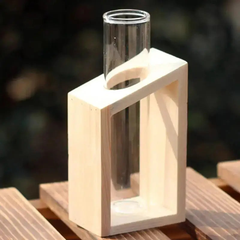 Wood Glass Test Tube Vase