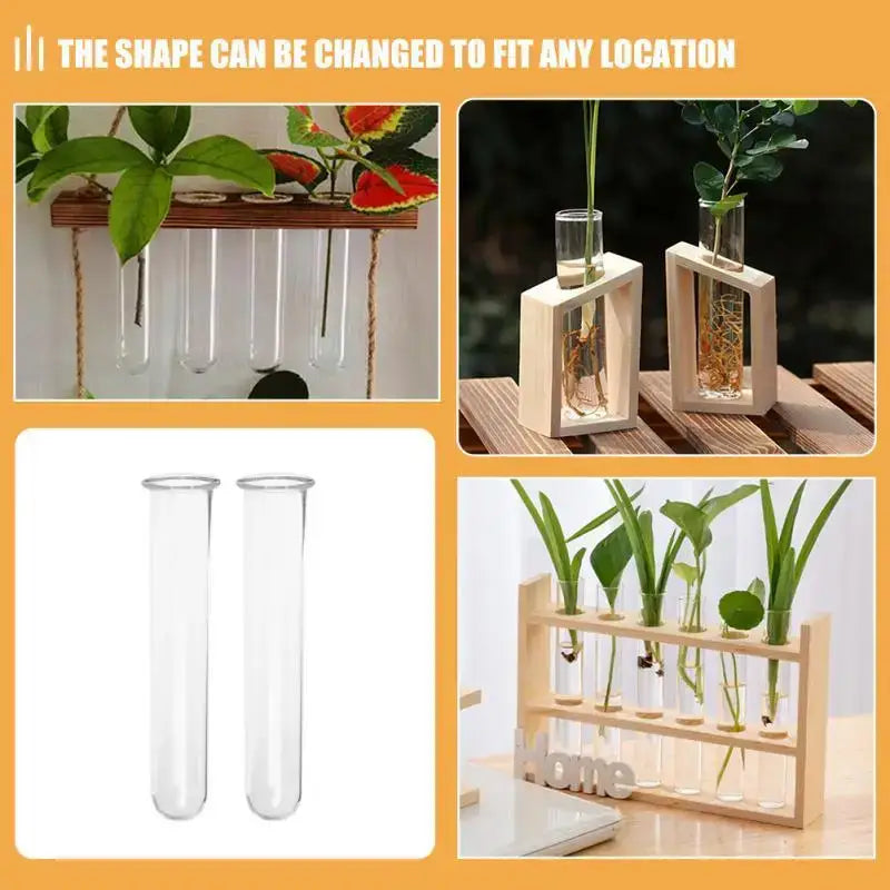 Wood Glass Test Tube Vase