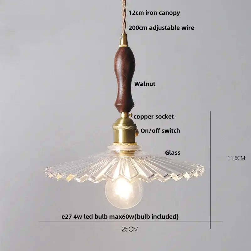 Gold Leaf Accent Glass Dining Pendant