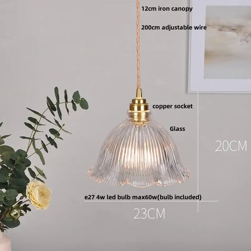 Gold Leaf Accent Glass Dining Pendant