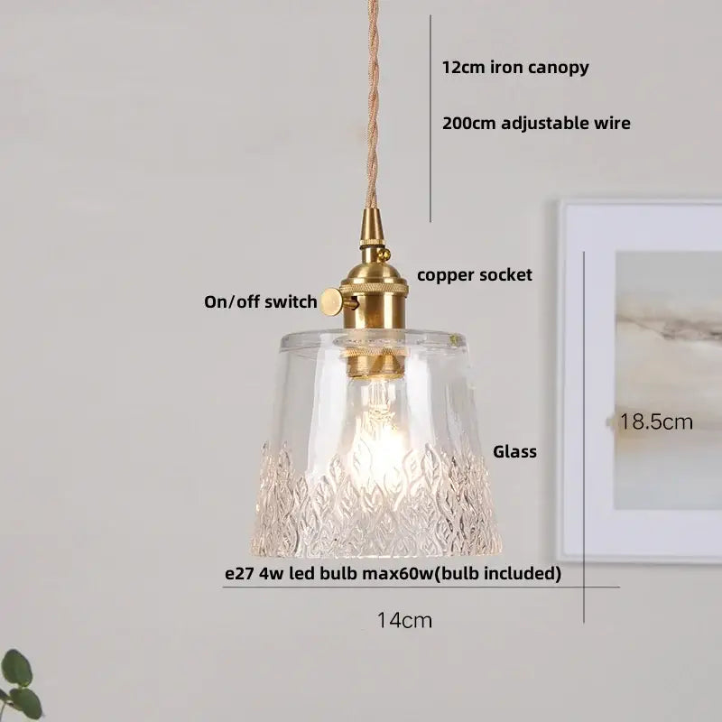 Gold Leaf Accent Glass Dining Pendant