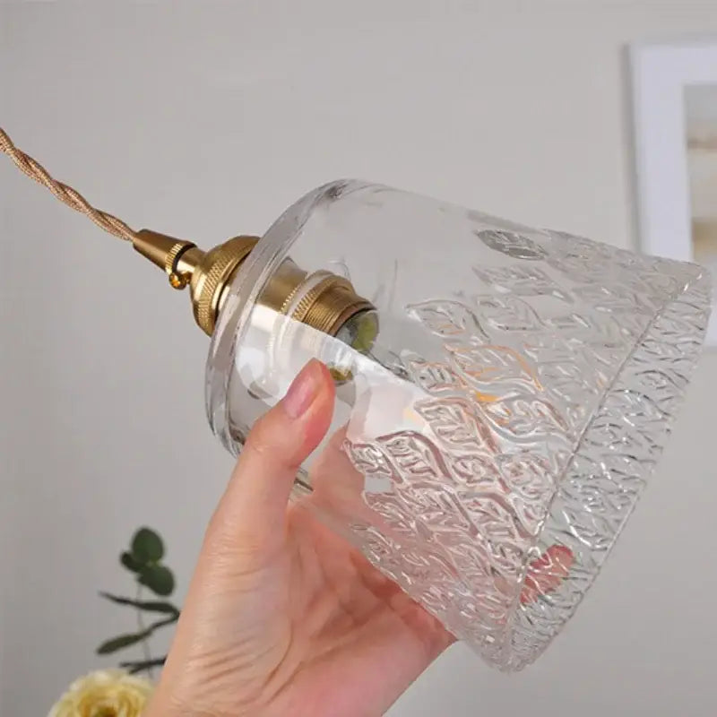 Gold Leaf Accent Glass Dining Pendant
