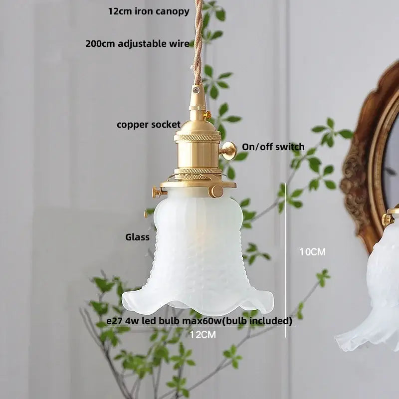Gold Leaf Accent Glass Dining Pendant