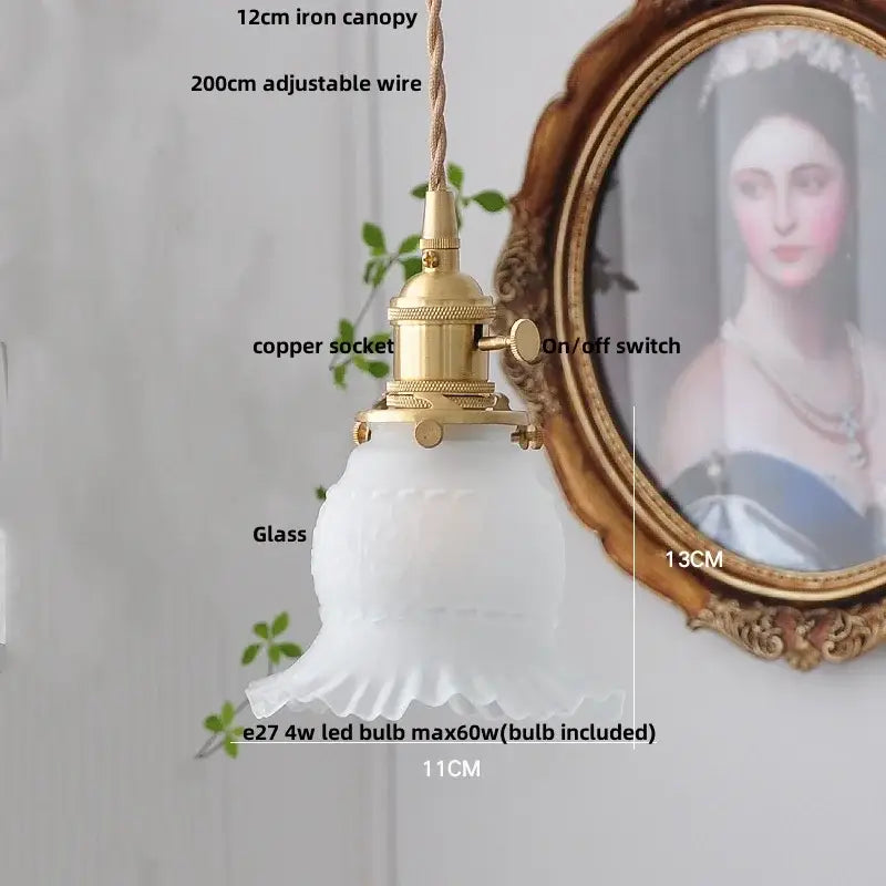 Gold Leaf Accent Glass Dining Pendant