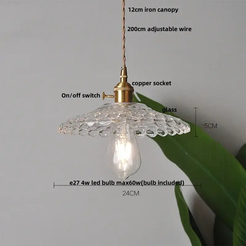 Gold Leaf Accent Glass Dining Pendant