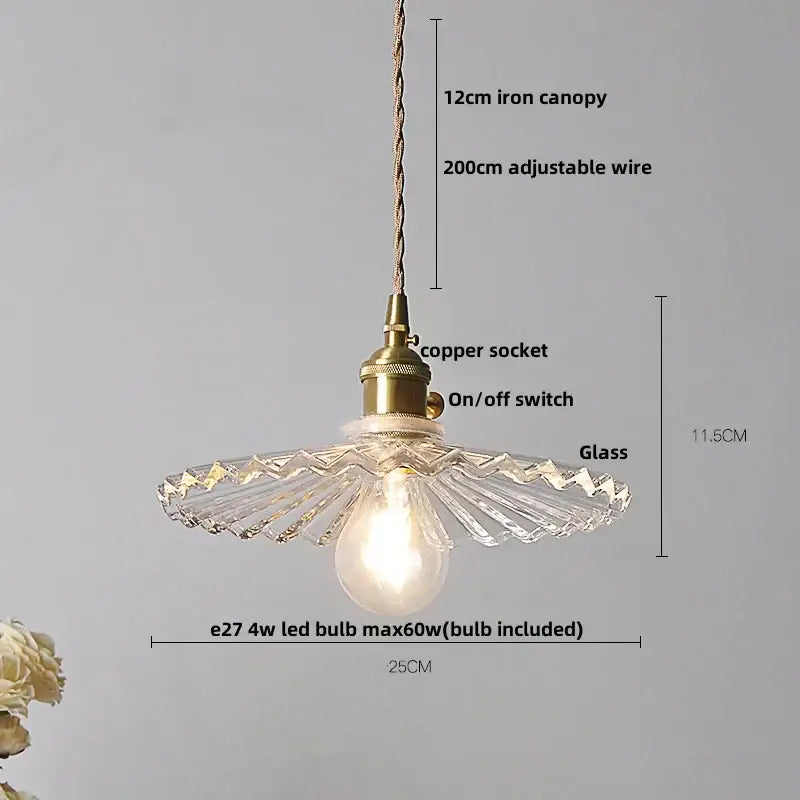 Gold Leaf Accent Glass Dining Pendant