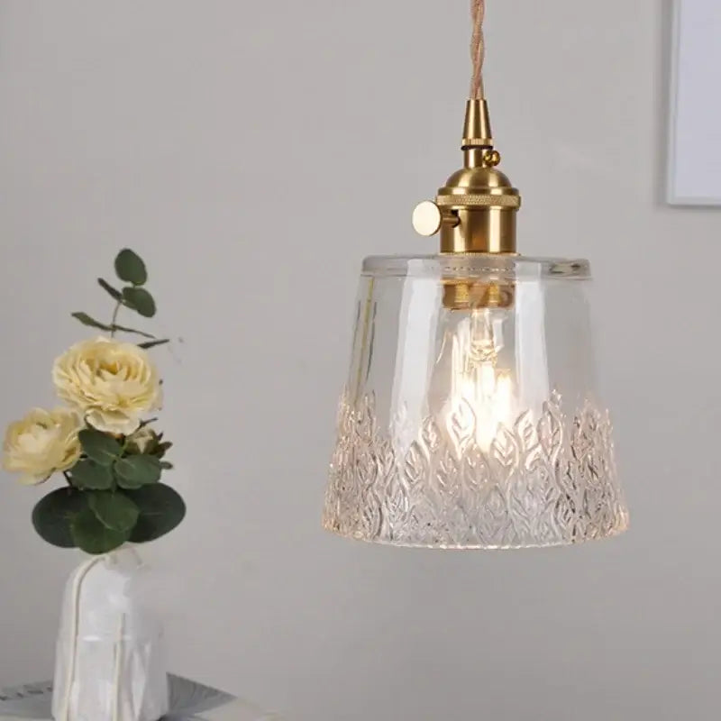 Gold Leaf Accent Glass Dining Pendant