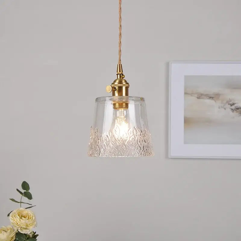 Gold Leaf Accent Glass Dining Pendant