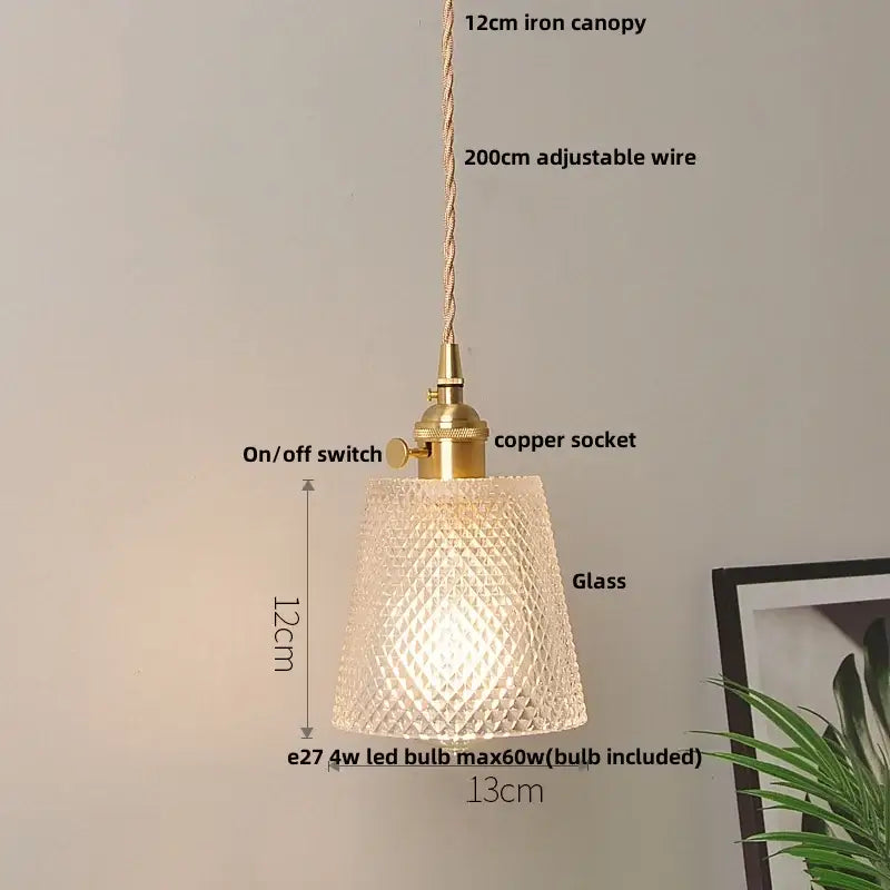 Gold Leaf Accent Glass Dining Pendant