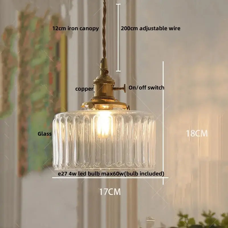 Gold Leaf Accent Glass Dining Pendant