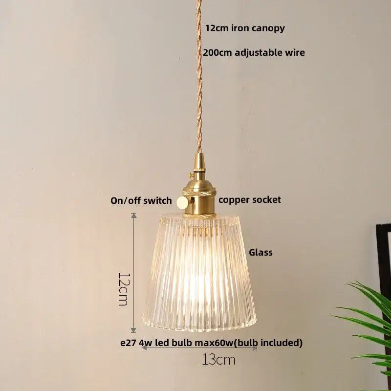 Gold Leaf Accent Glass Dining Pendant