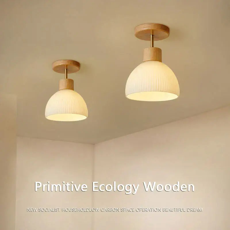 Wood Glass Ceiling Chandelier