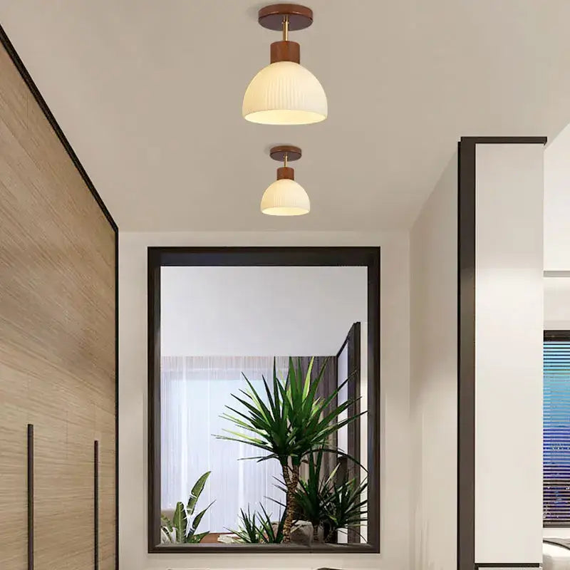 Wood Glass Ceiling Chandelier
