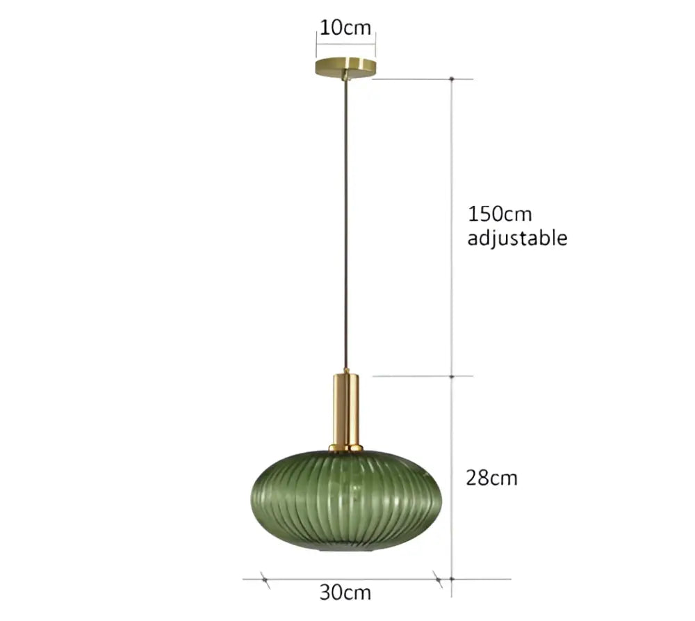 Amber Ribbed Glass Pendant Light