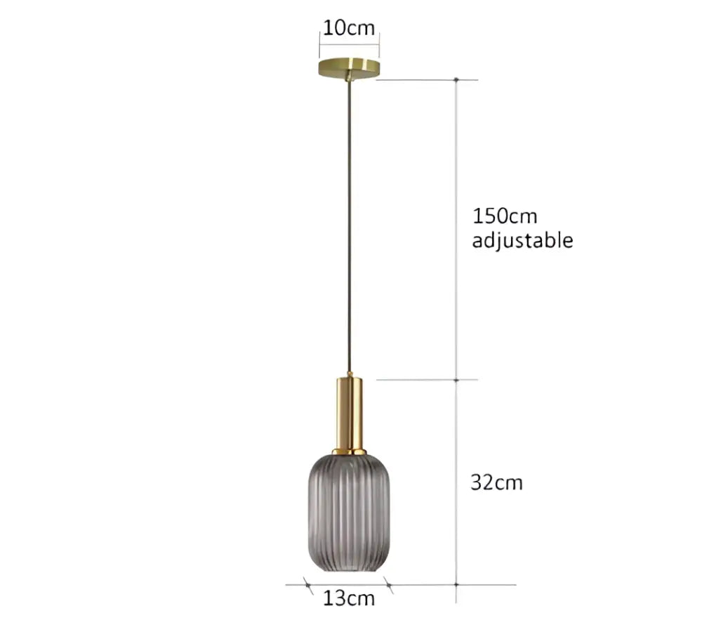 Amber Ribbed Glass Pendant Light