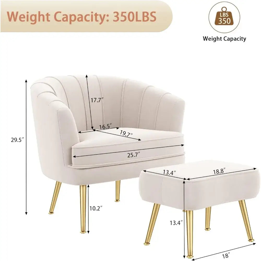 Beige Bucket Armchair Ottoman