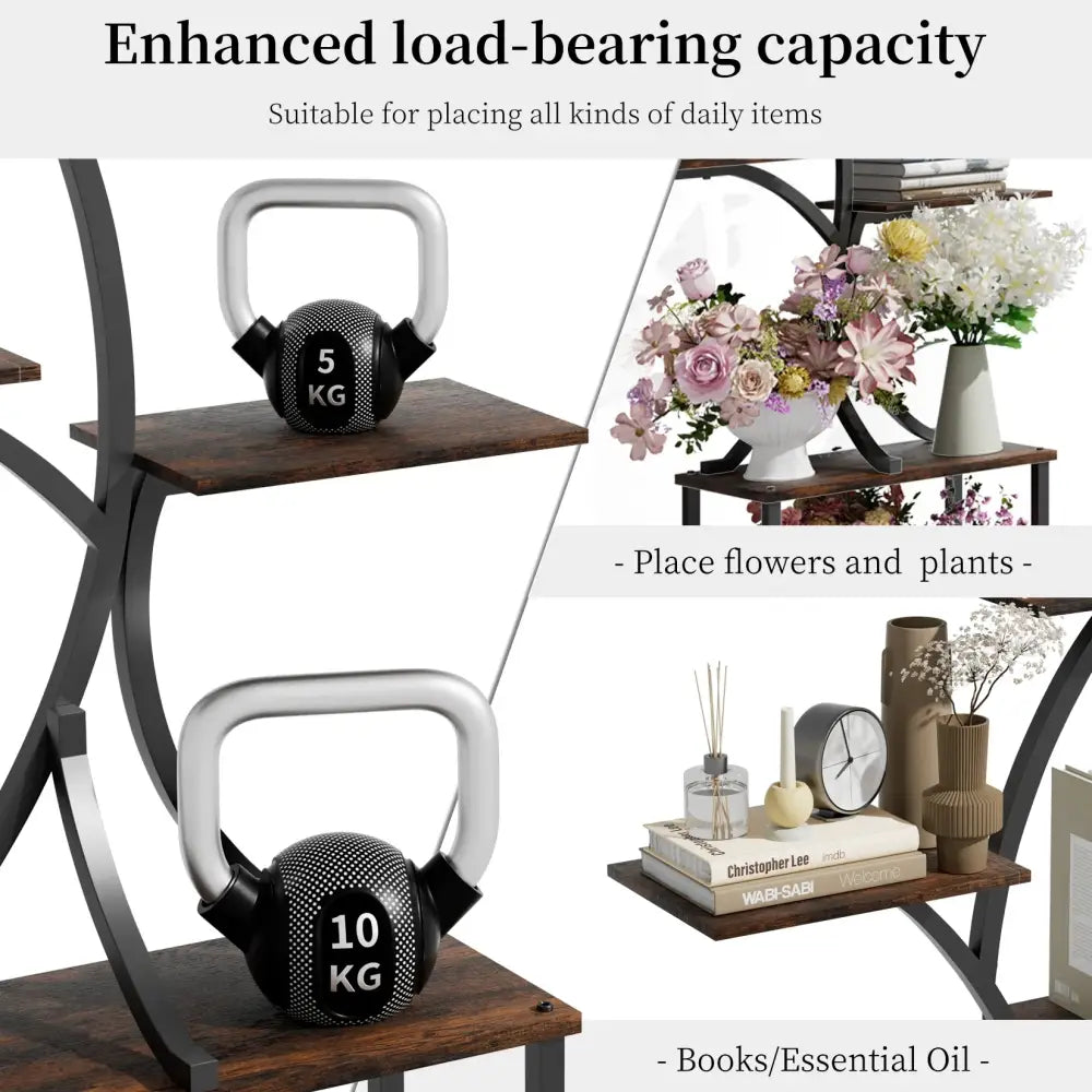 Industrial Black Metal Plant Stand Multi-Shelf