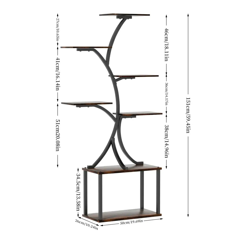 Industrial Black Metal Plant Stand Multi-Shelf