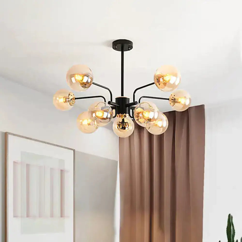 Black Amber Glass Chandelier Energy-Efficient