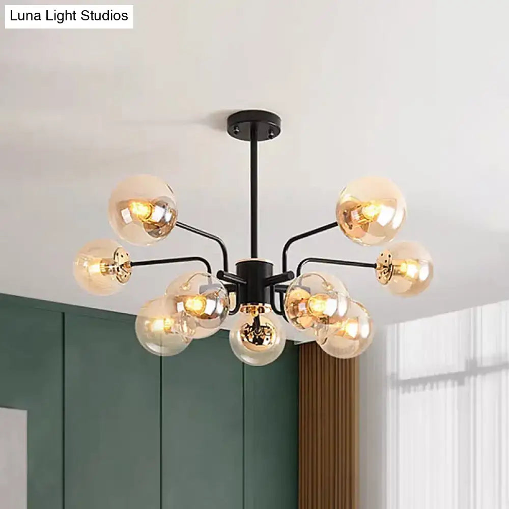 Black Amber Glass Chandelier Energy-Efficient