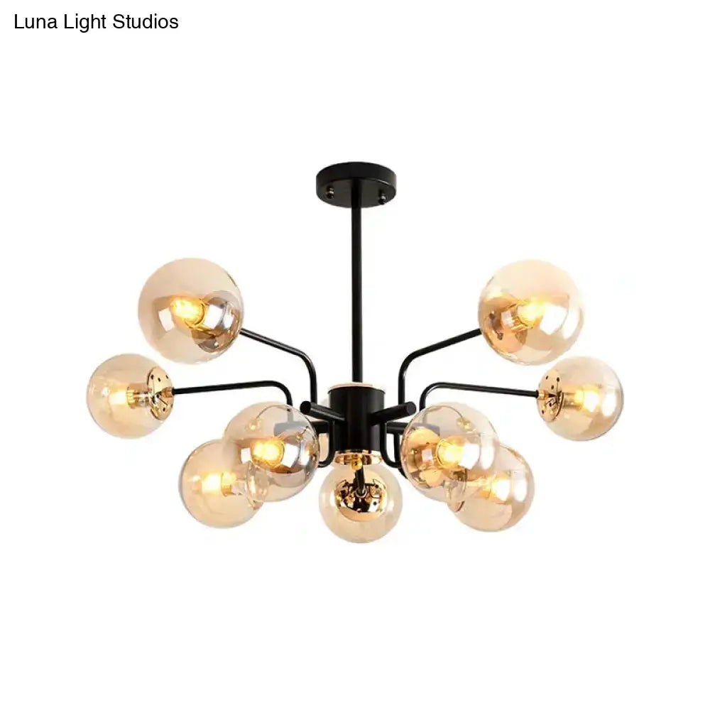Black Amber Glass Chandelier Energy-Efficient