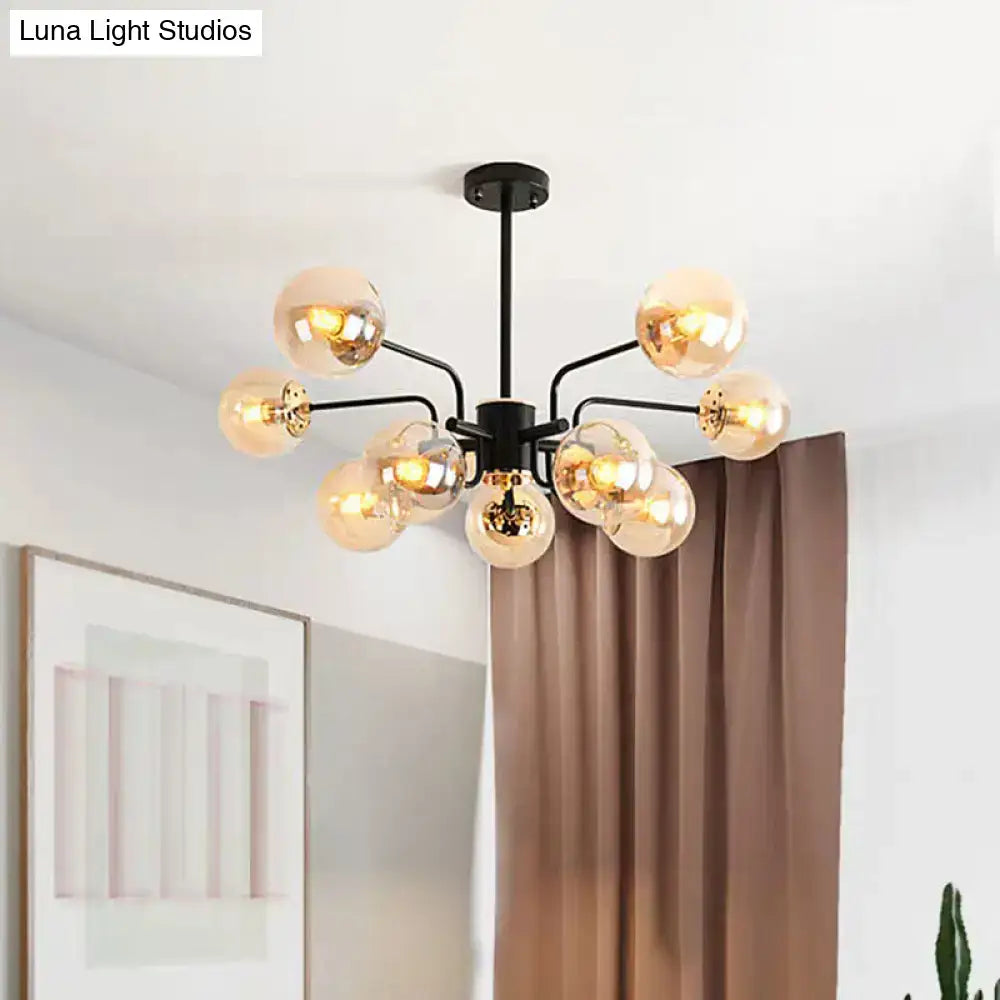 Black Amber Glass Chandelier Energy-Efficient