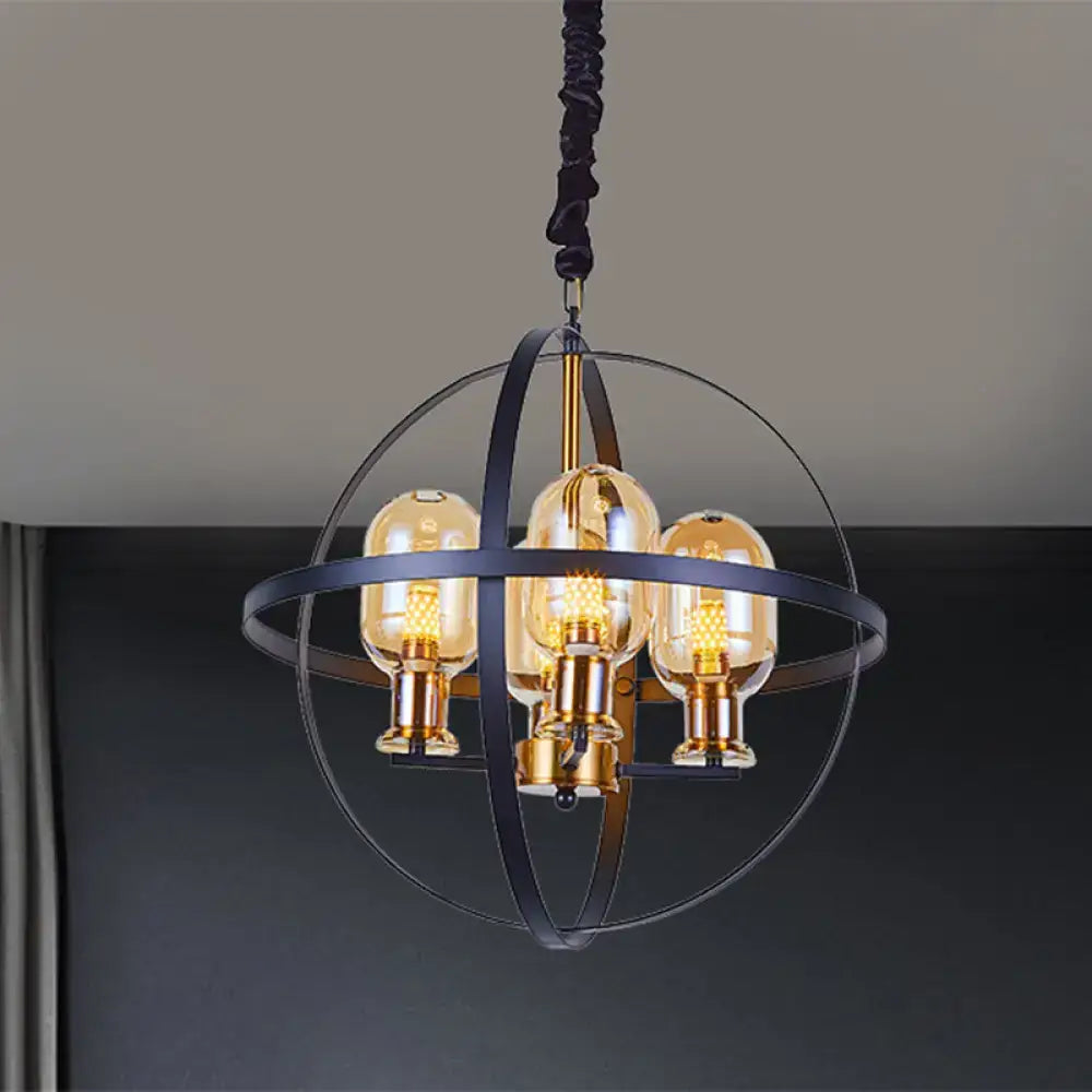 Amber Glass Brass Chandelier