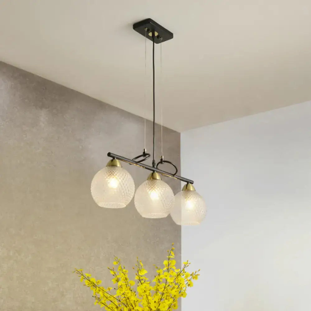 Black Prismatic Glass Pendant Light 3 or 4 Lights