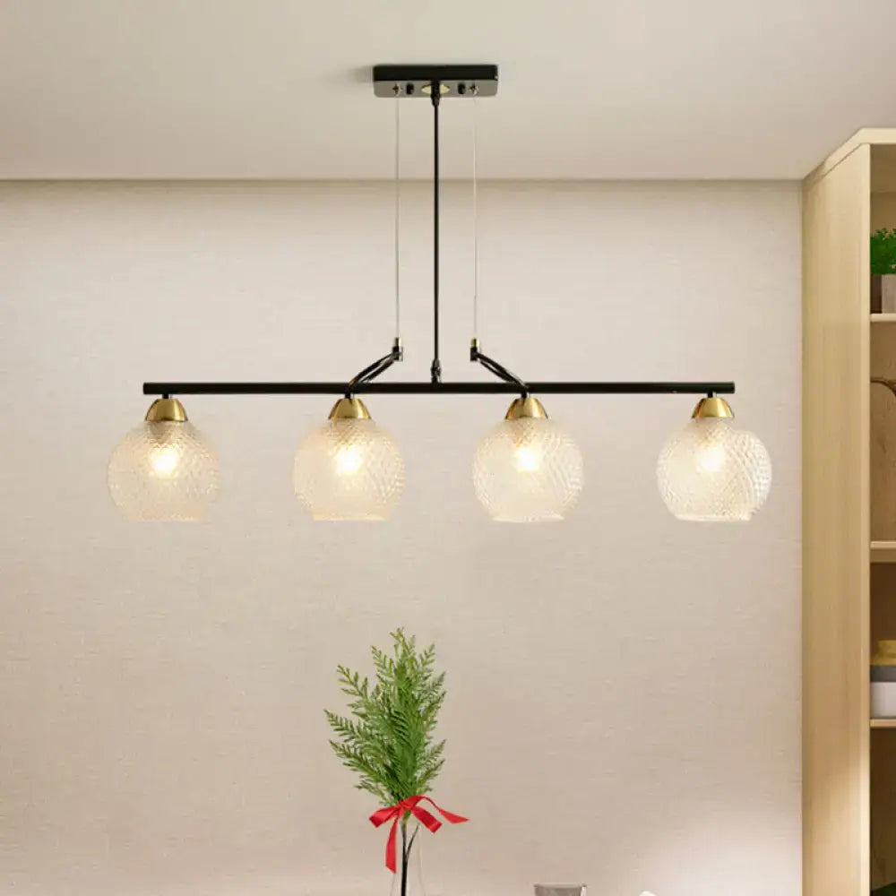 Black Prismatic Glass Pendant Light 3 or 4 Lights