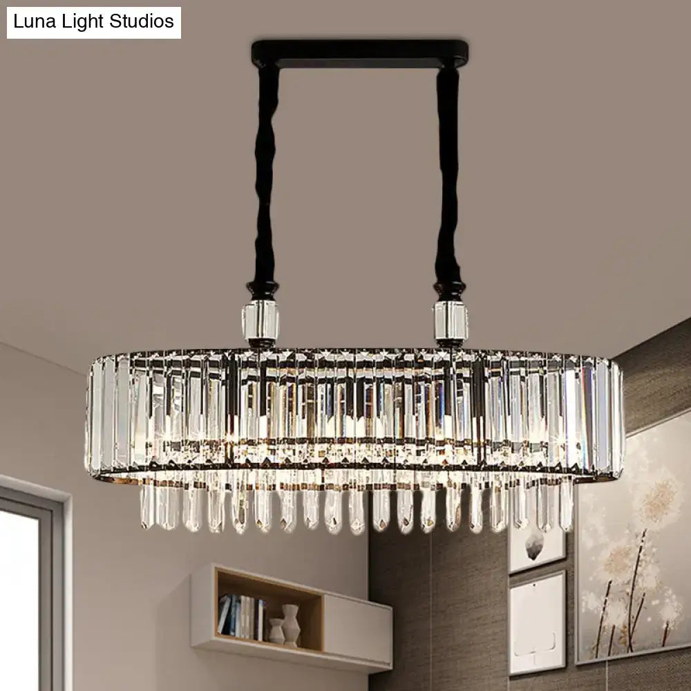 Black Crystal Island Chandelier Rectangle Prism Shade