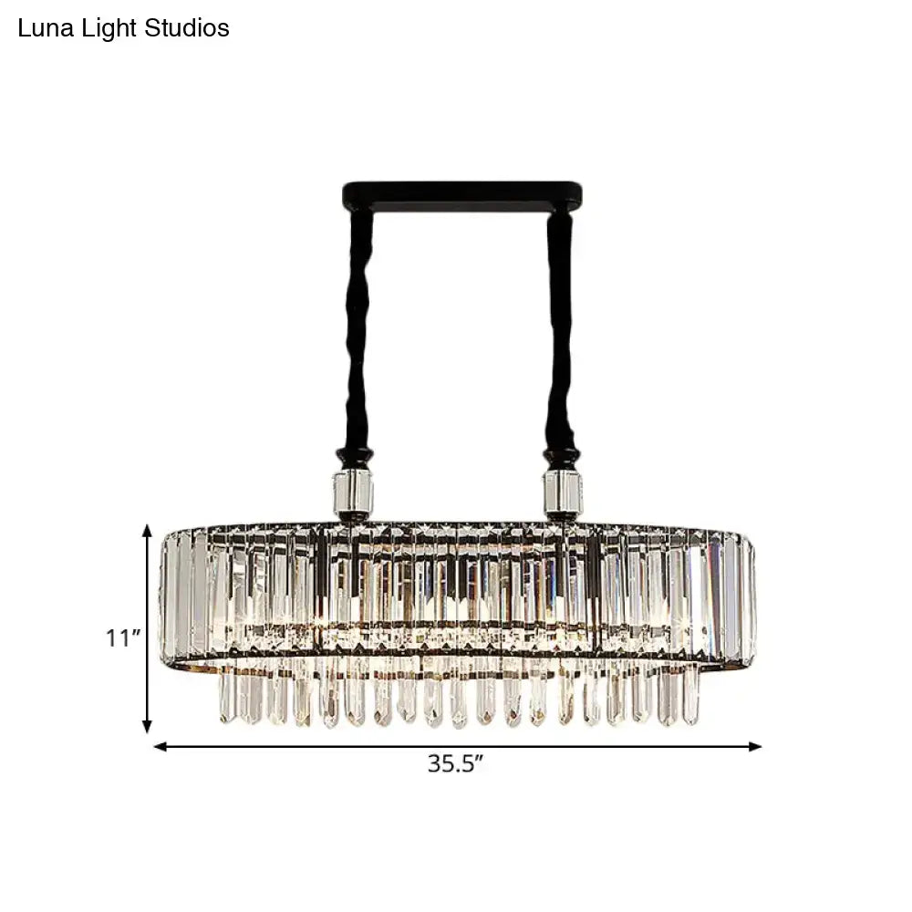 Black Crystal Island Chandelier Rectangle Prism Shade