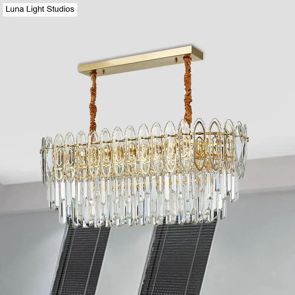 Gold Crystal Island Chandelier Clear Crystal for Kitchen