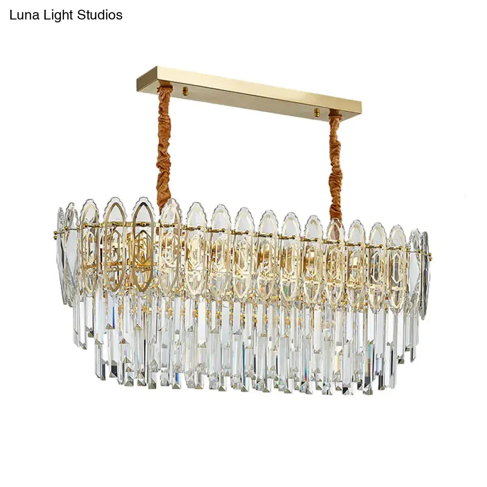 Gold Crystal Island Chandelier Clear Crystal for Kitchen
