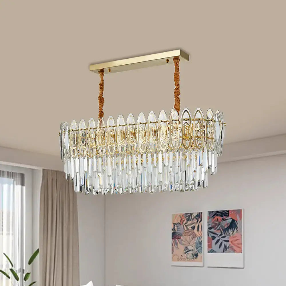 Gold Crystal Island Chandelier Clear Crystal for Kitchen