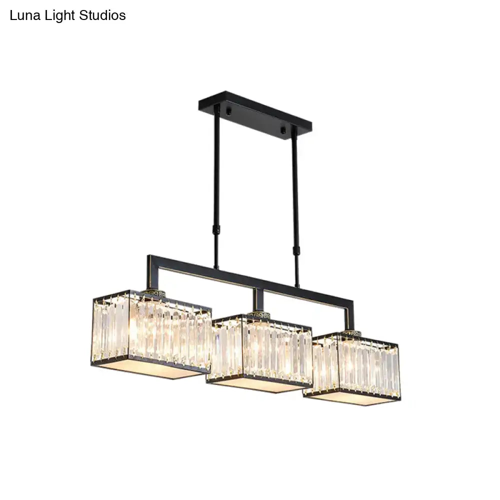 Black Crystal Island Light Sleek Metal Frame