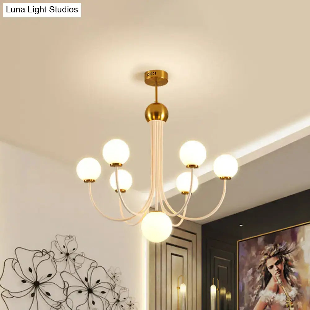 White Glass Sphere Chandelier