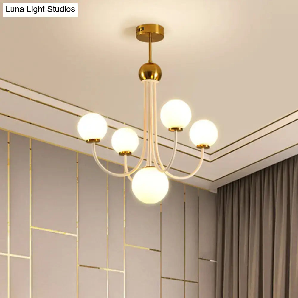 White Glass Sphere Chandelier