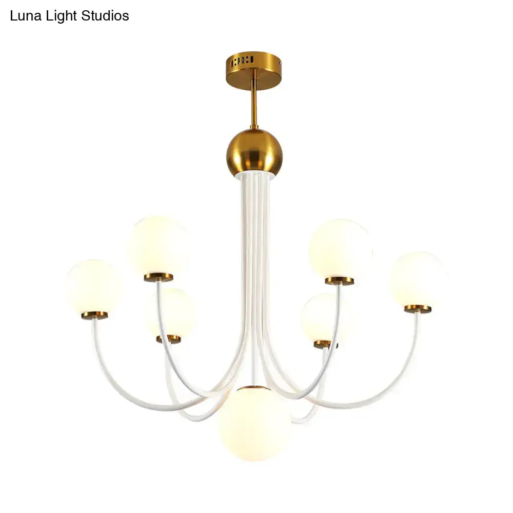 White Glass Sphere Chandelier