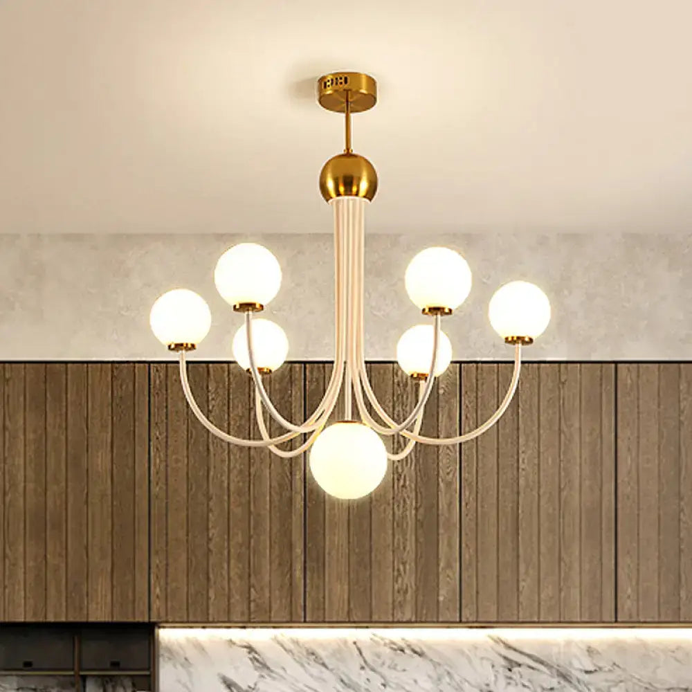 White Glass Sphere Chandelier